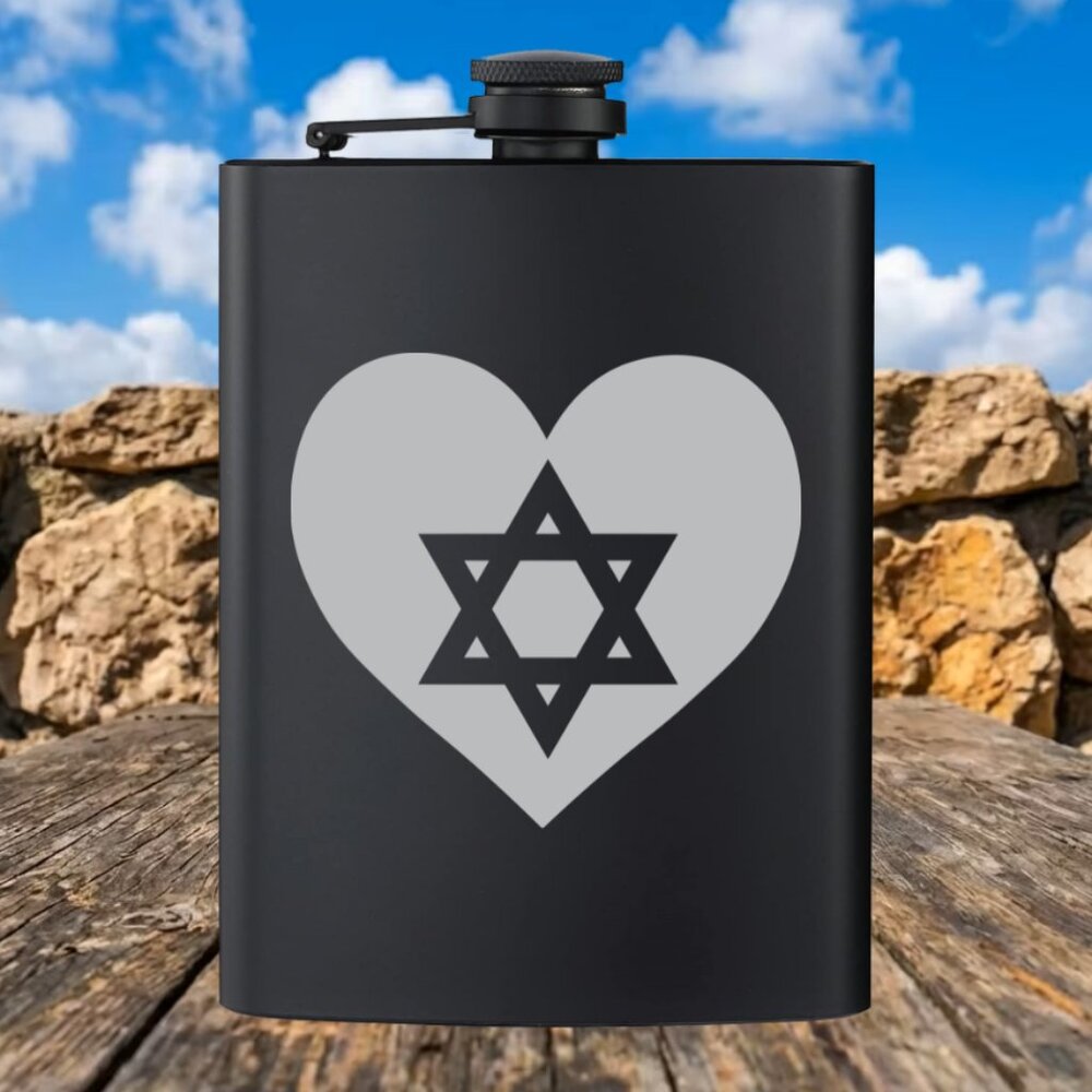 Personalized Israel Heart Black Flask | Flask | Israel | Family Gift | USA